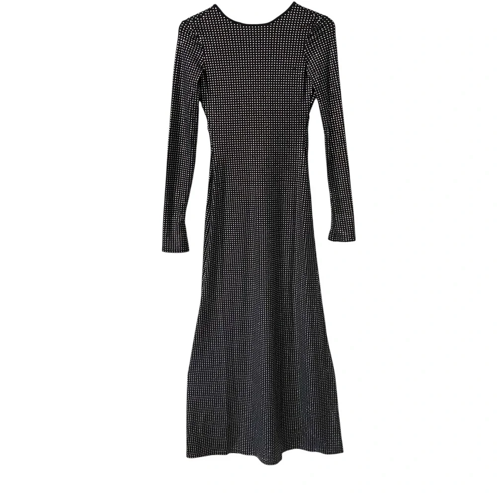 NWT Revolve WeWoreWhat Black Rhinestone Long Sleeve Open Back Maxi Dress Size 0 - Picture 1 of 9